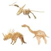 [B019WXQQCQ] 3D 木製 立体パズル 3点セット DIY （ 恐竜、動物、爬虫類 etc ）創造力を鍛える 知育玩具 夏休み 工作キットにも最適。 (A-2:恐竜 ３点セット)
