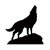 [B00WO8KHU4] 狼 おおかみ オオカミ WOLF　ウルフ 遠吠え 動物　ロック 岩 シルエット マーク  ステッカー シール デカール (ブラック)